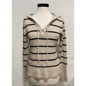Vintage L.E.I. Striped Hooded Knit Sweater 90s Y2K‎ Jrs XL Women's Small